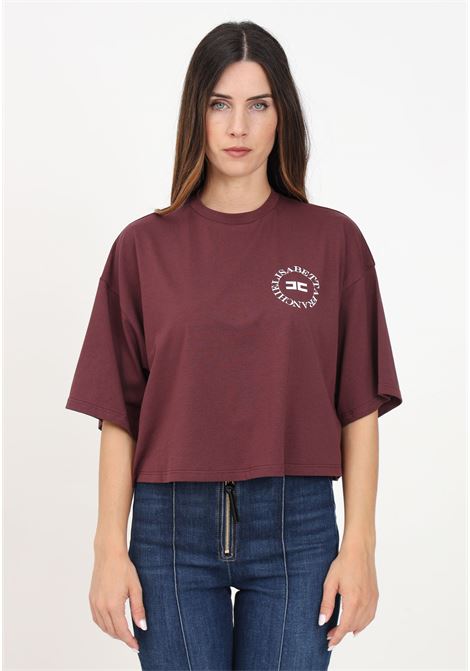 T-shirt a manica corta bordeaux da donna con stampa logo ELISABETTA FRANCHI | MA00646E2CG3